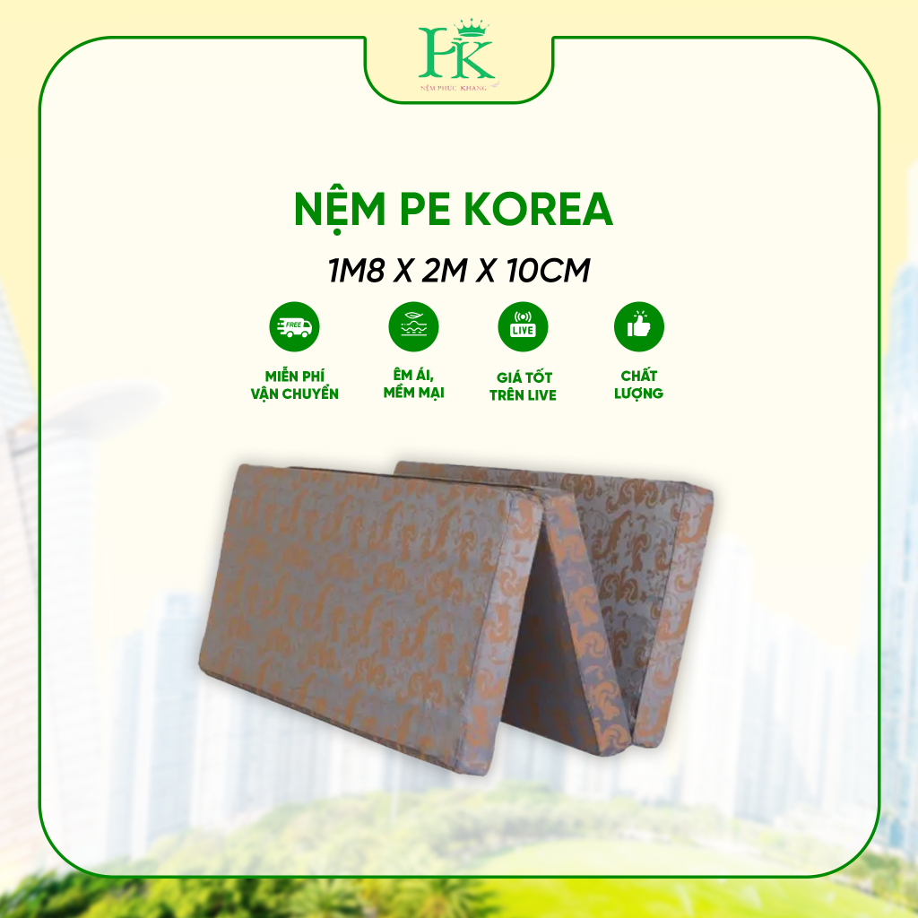 Nệm PE KOREA 1m8 x 2m x 10phân