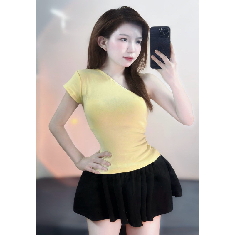 Y1776 Áo Kiểu Tay Ngắn Lệch Vai Một Tay YUMI BÁN SỈ | BigBuy360 - bigbuy360.vn