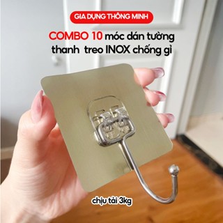  Combo 10 Móc Dán Tường Inox Chịu Tải 3kg Miếng Dán Treo Đồ Gia Dụng Nhà Bếp Nhà Tắm Tiện Lợi 