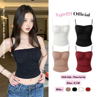   DEAL MỞ BÁN   ViVi Top - Áo Hai Dây Nhún Ngực Có Mút - Thun Co Dãn Ôm Dáng Mềm Mịn Thiết Kế Croptop Sexy Tôn Dáng 