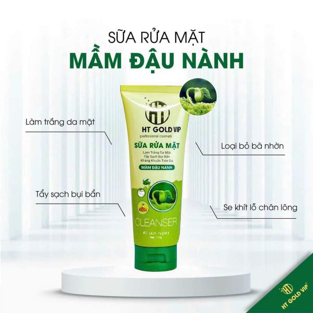 Sữa rửa mặt mầm đậu nành HT GOLD VIP 120g