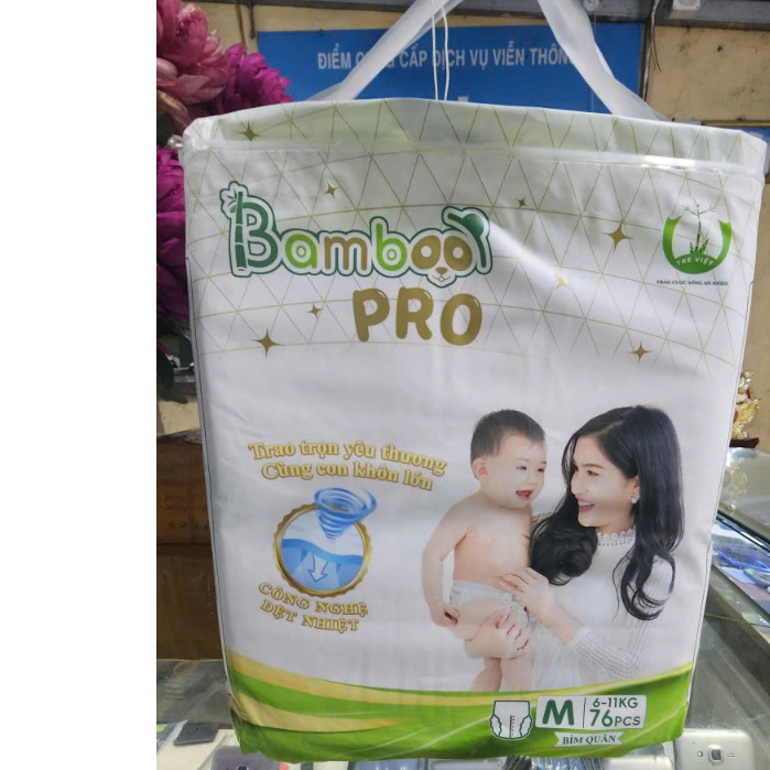 Tã Bỉm QUẦN/DÁN ĐỦ SIZE BAMBOO PRO được làm từ sợi tre tự nhiên