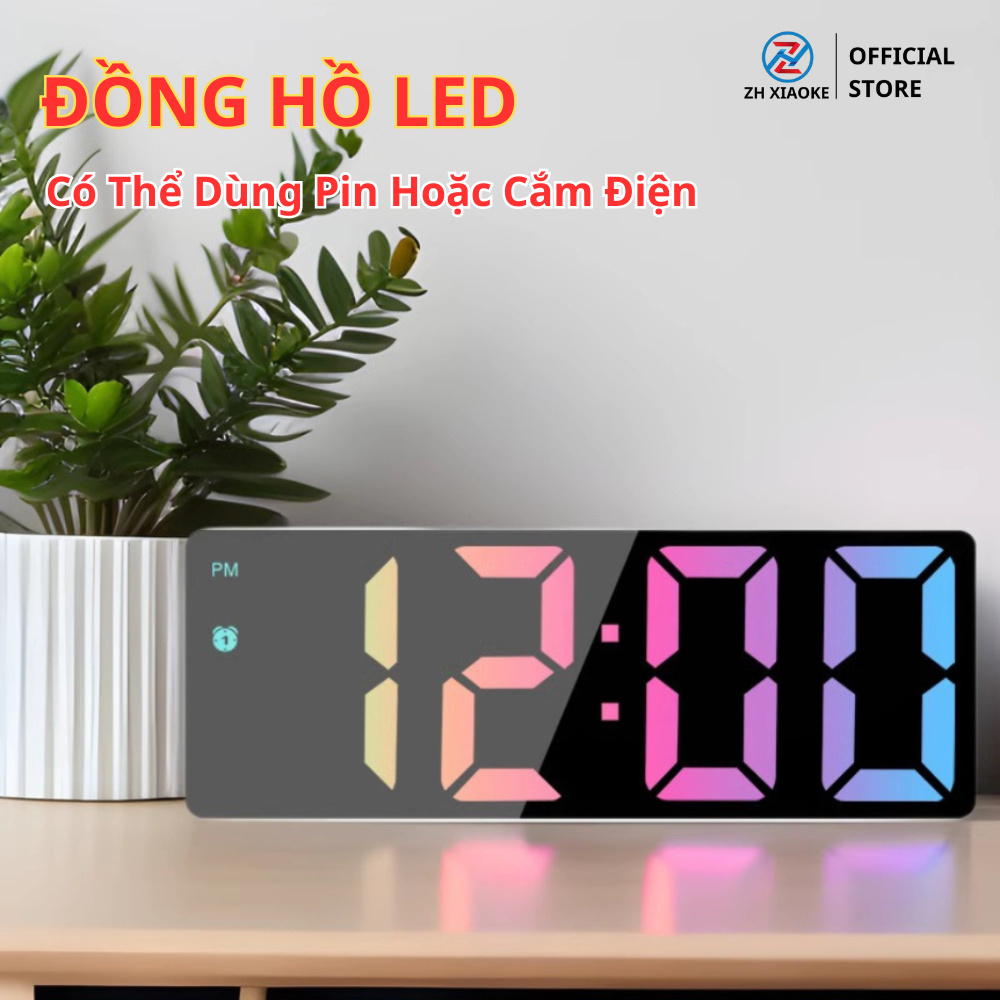 Đồng hồ LED để bàn ZH XIAOKE ó báo thức, hiển thị thời gian, nhiệt độ, cảm biến ánh sáng tự động Decor phòng