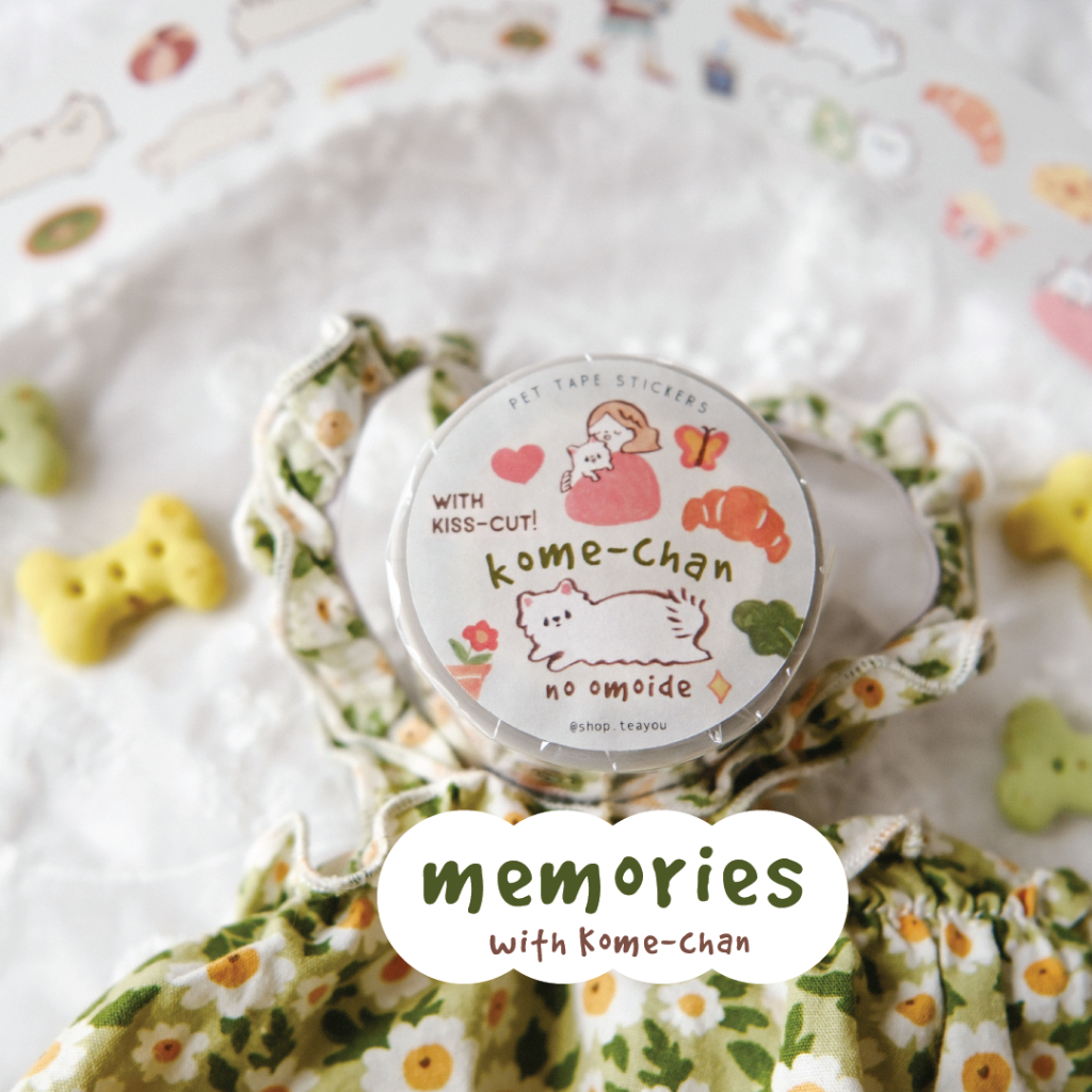 PET Tape Stickers - hình dán bế viền sẵn "Hồi ức cùng Cốm" Kome-chan no Omoide 🐶🥺 | original by teay