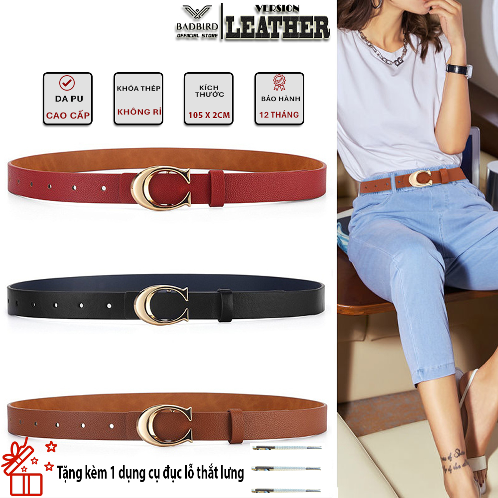 [Tặng Đục Lỗ] Thắt lưng da nữ khóa chữ C da PU cao cấp thời trang BADBIRD-Tự hào thương hiệu Việt