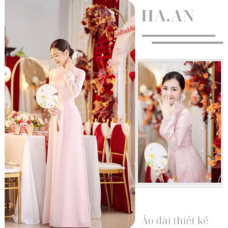 Áo Dài Cô Dâu Thiết Kế Cao Cấp, Áo Dài Truyền Thống Màu Hồng Phấn TV054 - Áo Dài Thảo Vân