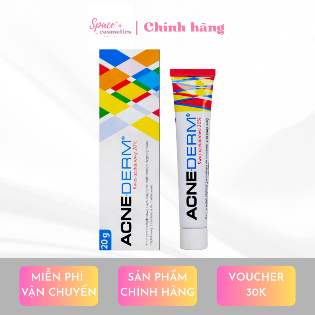 Acne Derm Kem giảm mụn Acnederm Azelaic Aicd 20% làm trắng da 20g