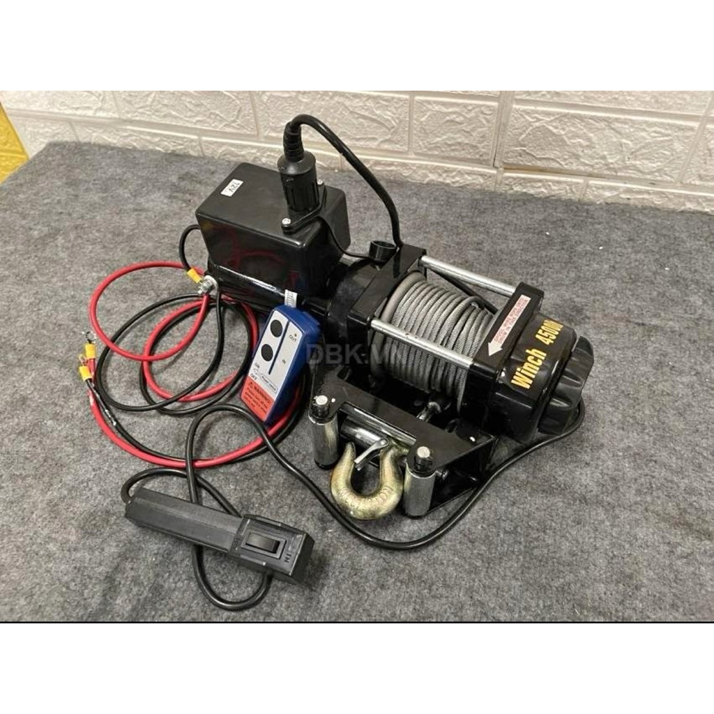 Tời Ắc Quy 12v Cứu Hộ, Nâng Hạ Hàng Hóa 4500lbs Trọng Tải Kéo 2000kg Cáp 10 Mét Có Điều Khiển Từ Xa