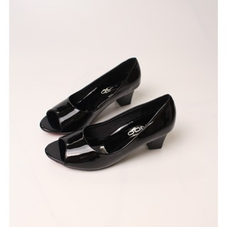 Giày hở mũi Đen bóng – tinh giản nhưng đầy quyền lực, cao gót 5 phân tôn dáng