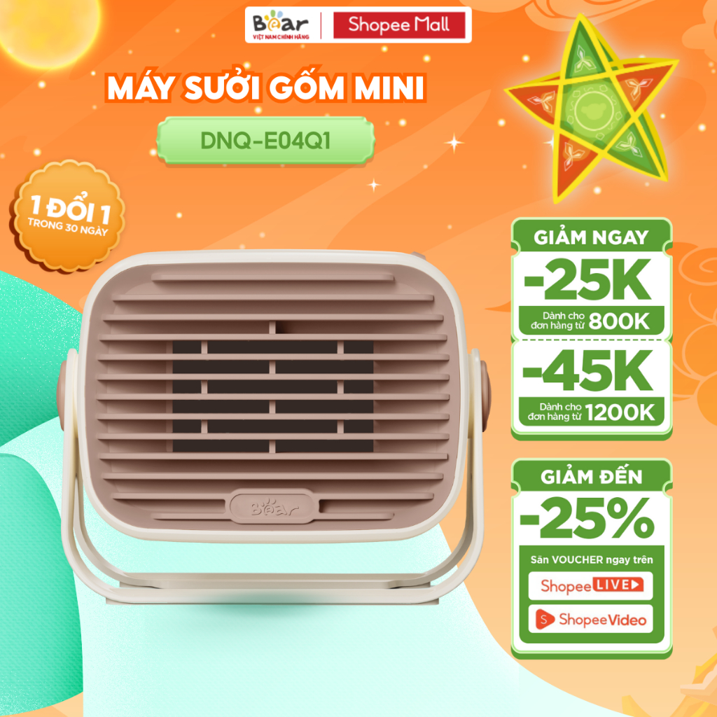 Quạt Sưởi Gốm Mini Bear Để Bàn Máy Sưởi Sửi Ấm Mini Làm Ấm Tay, Chân, Bàn Làm Việc, Giường Cho Em Bé DNQ-E04Q1