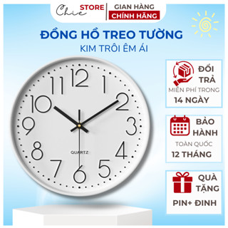 Đồng hồ treo phòng khách, phòng ngủ động cơ kim trôi Quartz cao cấp((Tặng kèm pin và đinh, 20cm/30cm/35cm)