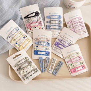  Set 4 Kẹp Tóc Mái Hình Giọt Nước Hình Vuông Chấm Bi Caro Thời Trang Trẻ Trung Cho Nữ BB2 
