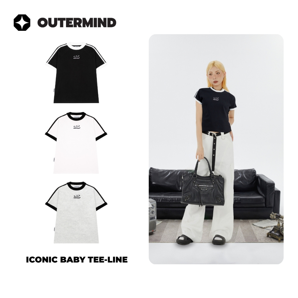 Áo Baby Tee Line OUTERMIND Local Brand Tay Phối Kẻ Sọc Vải Cotton 2 Chiều Co Dãn Không Bai Dão, Xù Lông A2