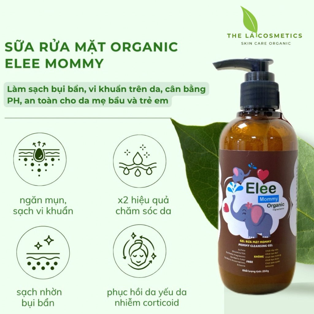 [ CHÍNH HÃNG 100%] ELEE MOMMY SỮA RỬA MẶT ORGANIC DÀNH CHO DA NHẠY CẢM, MẸ BẦU & TRẺ EM