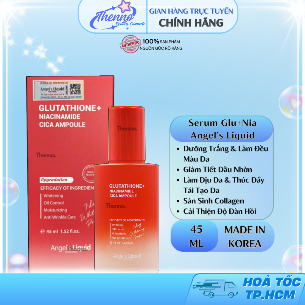 [Premium] Serum Làm Trắng, Kiểm Soát Dầu, Nhỏ Lỗ Chân Lông Angel's Liquid Glutathione Plus Niacinami