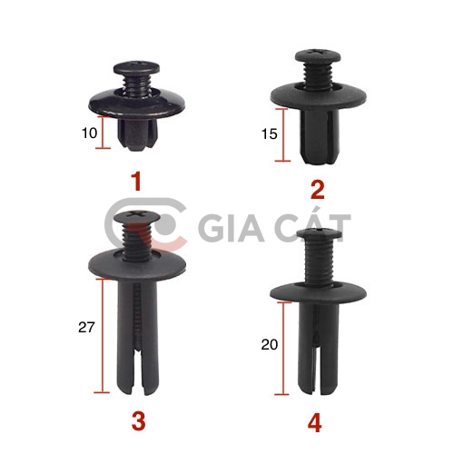 Gói 50 chiếc chốt nhựa ô tô 8mm nhiều kích cỡ chiều dài