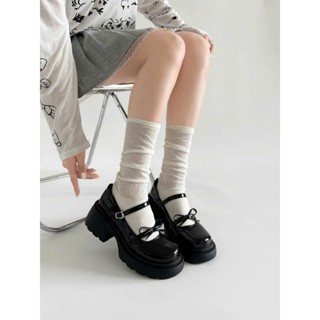  Giày đốc lolita gắn nơ SABI đế cao 5cm basic êm chân phong cách tiểu thư 