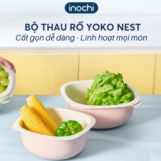   MỚI  COMBO 2 BỘ THAU RỔ YOKO NEST 25cm+ 28cm rửa rau củ trộn salad- lỗ thoát nước tiện lợi lỗ treo tiết kiệm ko gian 