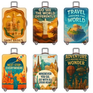 Áo trùm vali ADVENTURE cao cấp, túi bọc hành lý vải thun lạnh co giãn 6 chiều, hình in sắc nét