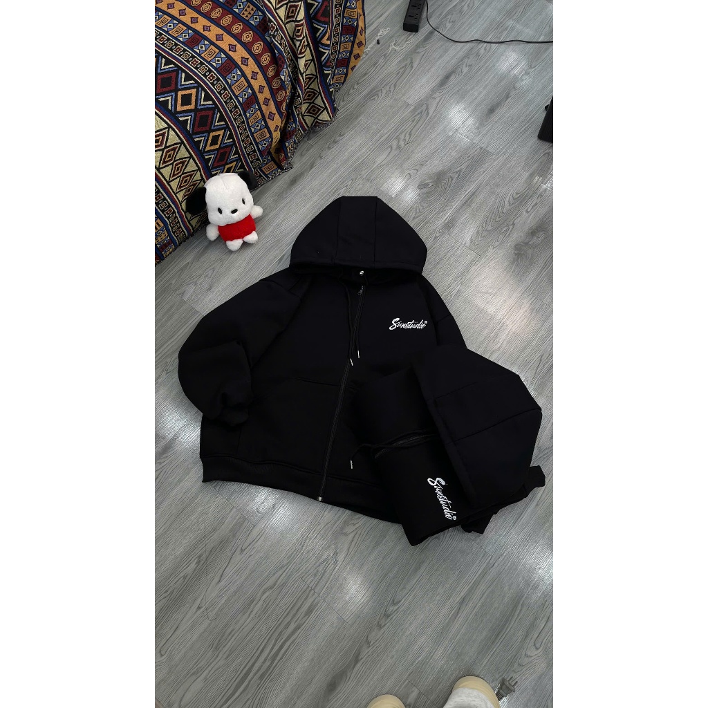 ( VẢI DÀY 3 LỚP ) ÁO KHOÁC NỈ COTTON FOM BOXY MÙA ĐÔNG HÌNH THÊU BASIC SUNCLUB | BigBuy360 - bigbuy360.vn