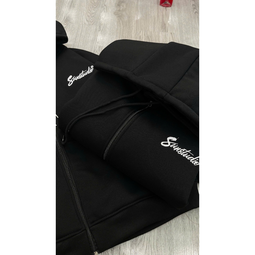 ( VẢI DÀY 3 LỚP ) ÁO KHOÁC NỈ COTTON FOM BOXY MÙA ĐÔNG HÌNH THÊU BASIC SUNCLUB | BigBuy360 - bigbuy360.vn