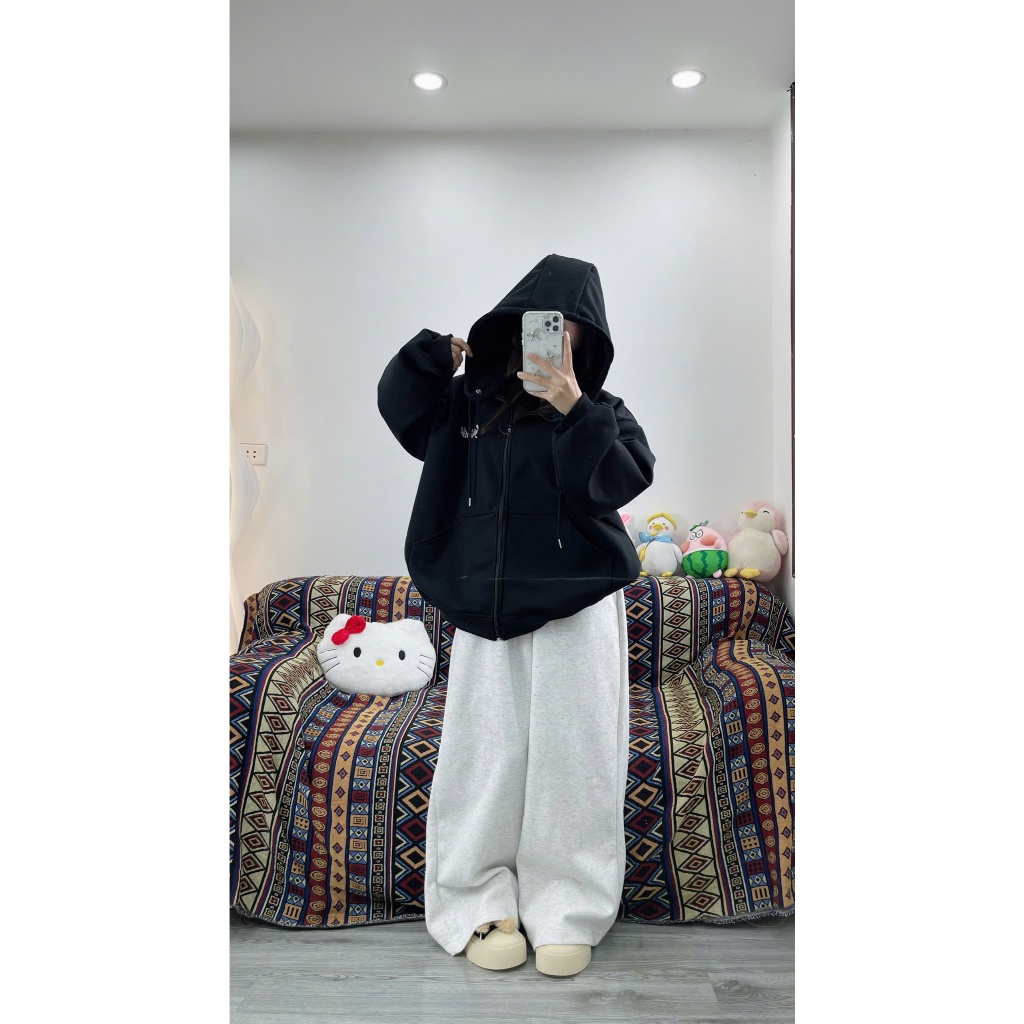( VẢI DÀY 3 LỚP ) ÁO KHOÁC NỈ COTTON FOM BOXY MÙA ĐÔNG HÌNH THÊU BASIC SUNCLUB | BigBuy360 - bigbuy360.vn