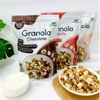 Granola Nhiều Hạt Nhiều Viên Sữa Chua Sấy Ngũ Cốc Ăn Kiêng Befresco 500g (Vị Vani/ vị táo/ vị chocola)