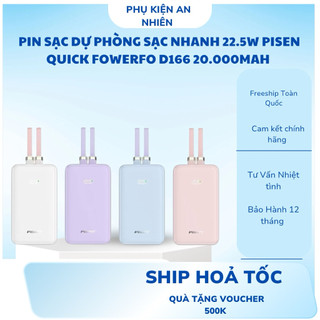    CÓ CCC   3C   PIN SẠC DỰ PHÒNG SẠC NHANH 22.5W PISEN QUICK FOWERFO D166 20.000MAH - TÍCH HỢP KÈM 2 DÂY TYPEC-LIHTING 