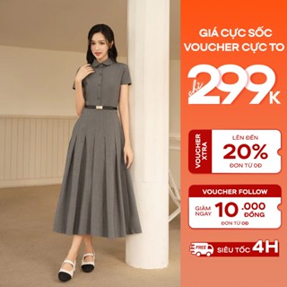 [TẶNG THẮT LƯNG] Váy Công Sở Dáng Dài, Váy Tiểu Thư Thanh Lịch, Váy Sơ Mi Xếp Ly ELENA B67
