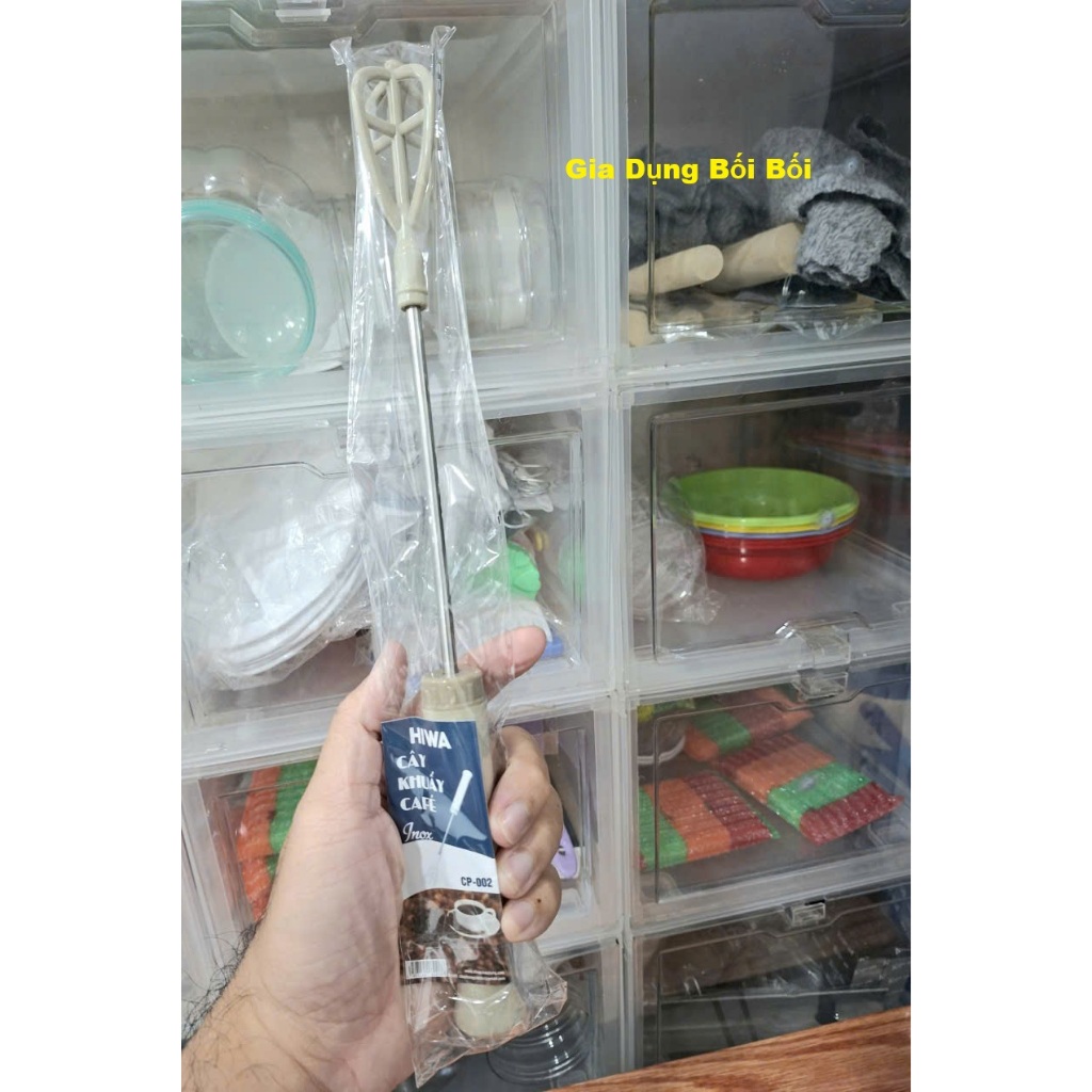 (Combo 2 cây) Cây đánh khuấy cafe inox ,cây đánh cafe nhựa Châu Hưng nhiều màu (giao màu ngẫu nhiên)