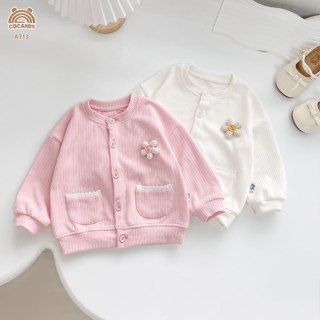 Áo khoác cho bé -Áo cadigan HỒNG, BE 2 túi viền ren A713