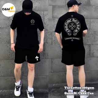 Bộ thể thao Chrome trắng/đen ,vải cotton cao cấp 260gsm, quần nỉ chân cua siêu dày dặn _AT112