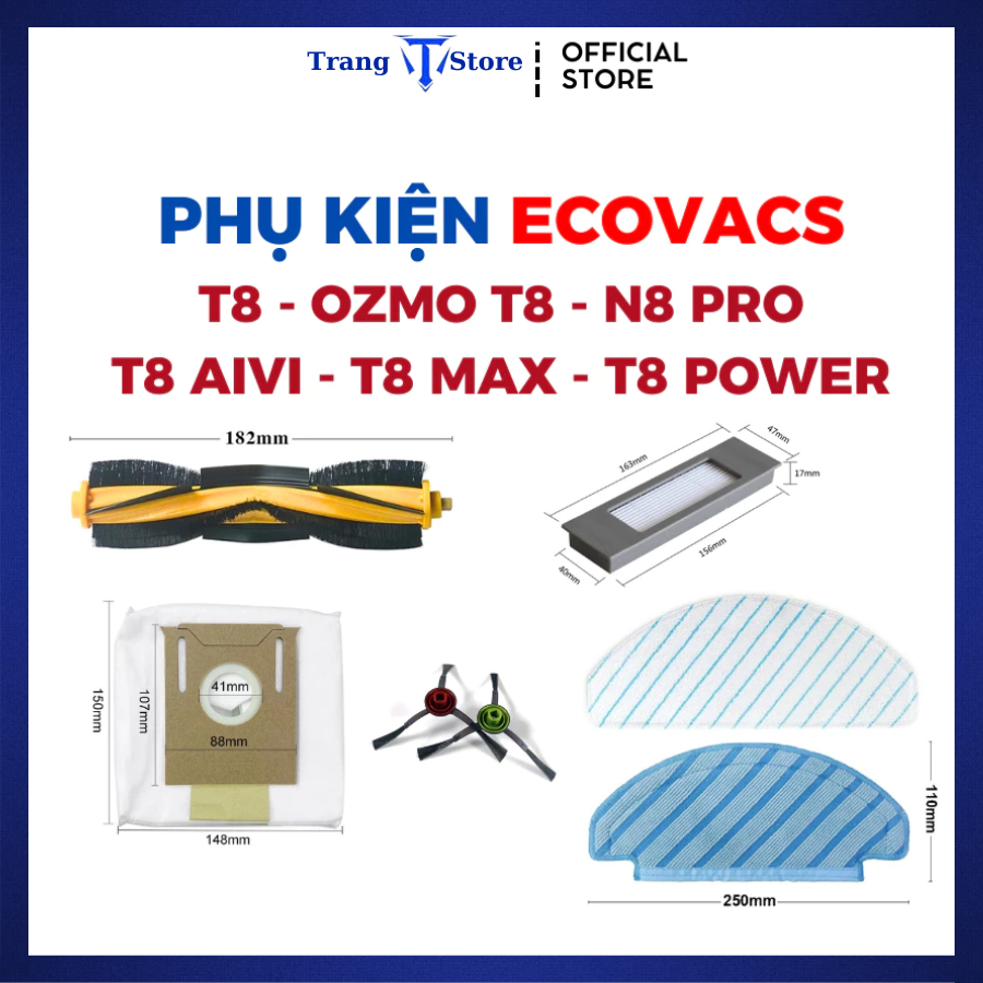 Phụ kiện Robot hút bụi Ecovacs T8 Aivi Max Power, T9 Max Power, N8 Pro, N10 _ Phụ kiện thay thế