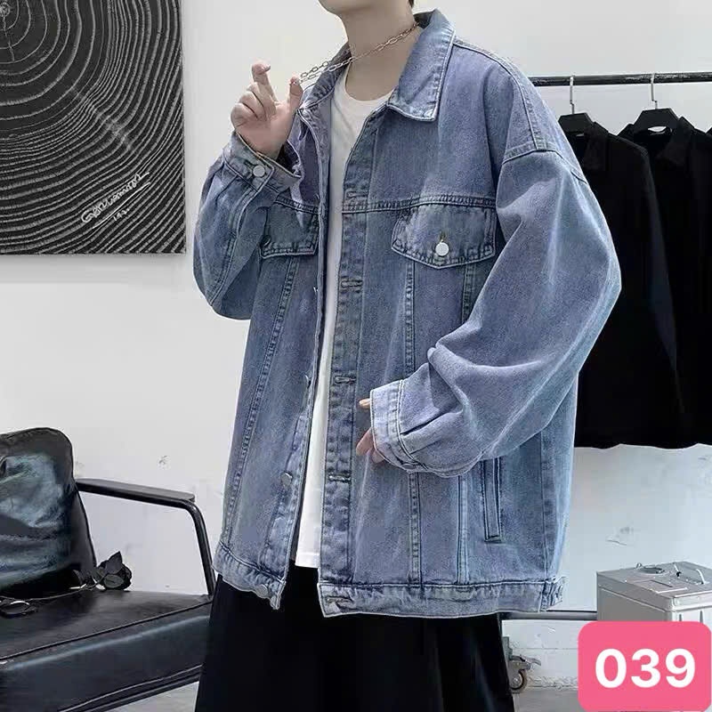 Áo khoác jean nam xanh không rách chất bò cao cấp co dãn 4 chiều, áo khoác rin nam đẹp HAVADO M39 Mớ