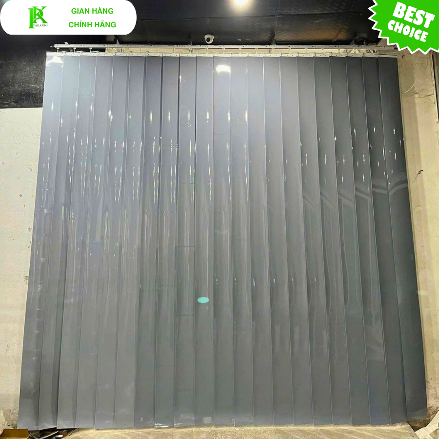 Rèm Nhựa Ngăn Lạnh PVC Kéo Gọn Màu Ghi Xám PAKAPRO, Xếp Về 1 hoặc 2 Phía Tiết Kiệm Không Gian