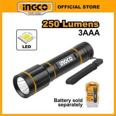 Đèn pin siêu sáng 250lm INGCO HFL013AAA58 sử dụng pin tiểu AAA (chưa kèm pin 3 AAA)