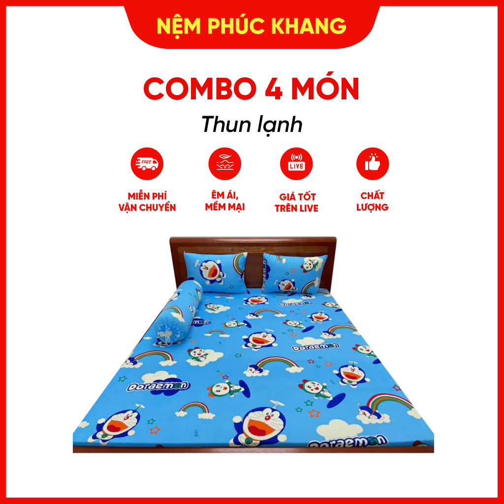 Comber 4 món drap + vỏ gối chất vải thun lạnh