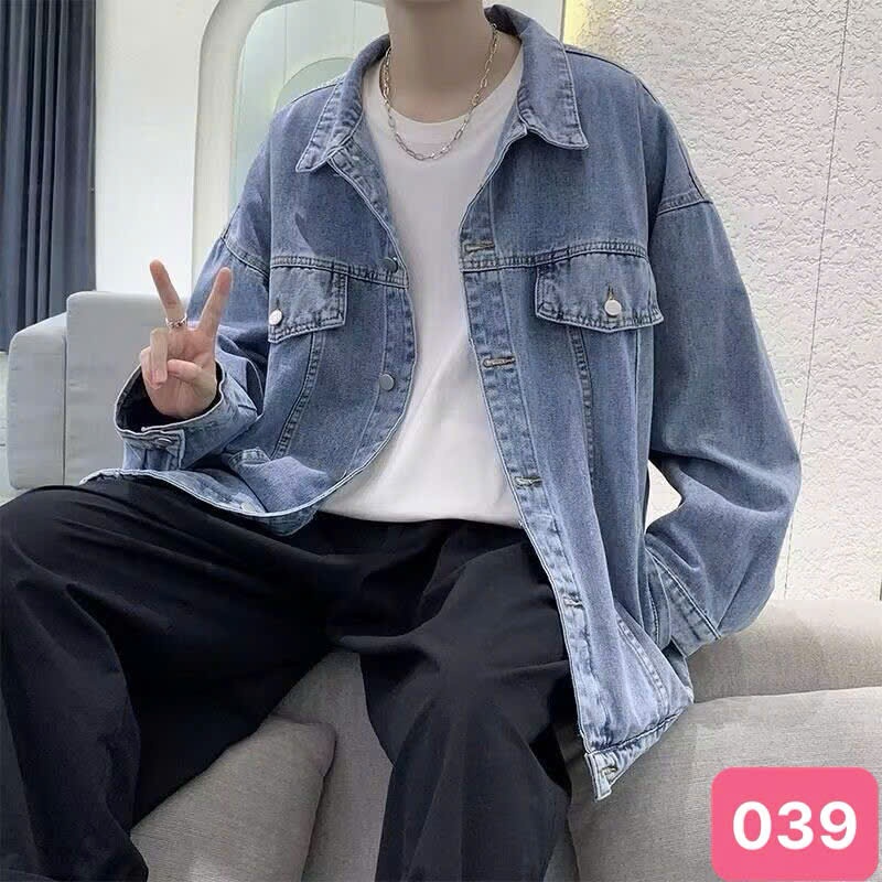 Áo khoác jean nam xanh không rách chất bò cao cấp co dãn 4 chiều, áo khoác rin nam đẹp HAVADO M67 Mớ