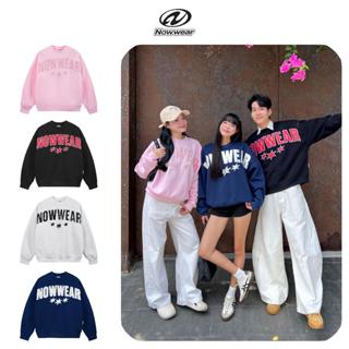 Áo Nỉ Sweater Thêu Đắp Da Nowwear Tay Phồng Form Boxy Chất Nỉ Bông Dày Dặn Nam Nữ Unisex