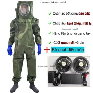  Bộ quần áo bắt ong chuyên ngành bắt ong rừng,ong đất,ong bò vẽ chất liệu kaki 2 lớp  an toàn cải tiến nhất 2025  