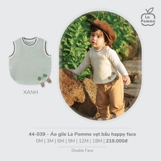 Áo Gile La Pomme Vạt Bầu Happy Face, Thiết Kế Đáng Yêu, Giữ Ấm Cho Bé