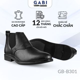 Giày Da Nam Chelsea Boots GABI GB-B301 Da Microfiber Cao Cấp, Lịch Lãm, Đế Cao Su Non Êm Ái 3cm
