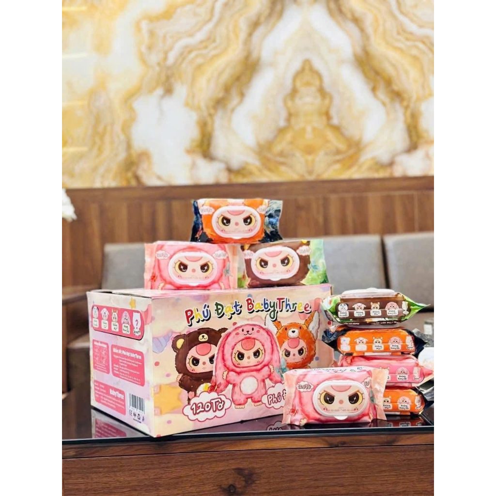 [Lẻ 1 gói] khăn ướt BABY THREE 120 tờ siêu mềm mịn