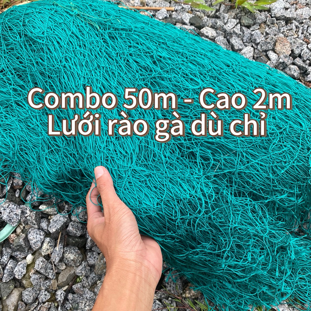 [Combo 50m] Lưới rào gà Dù nylon xanh, dùng rào chắn, làm giàn leo, khổ rộng 2m ô 10p