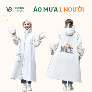 Áo mưa thời trang gấu Nice DIDOOGLT có khoá kéo tiện lợi chất lượng cao thiết kế dày dặn