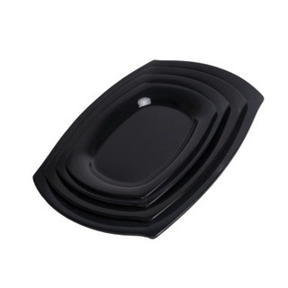 Đĩa Nhựa Melamine Oval Đen Bóng