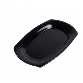 Đĩa Nhựa Melamine Oval Đen Bóng