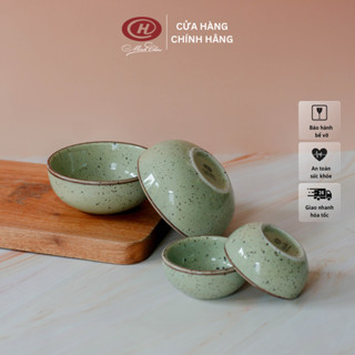 Bát chấm, bát nước sốt sứ màu xanh lá men muối tiêu kiểu Nhật - Sứ Minh Châu