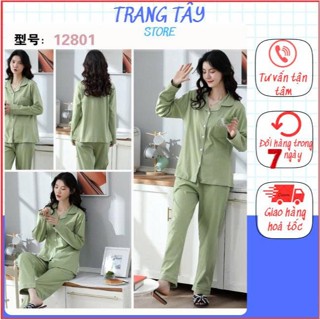 Bộ Đồ Ngủ Nữ Pizama, Bộ Mặc Nhà Dài Tay Chất Liệu Cotton Thu Đông 2023( Hàng Quảng Châu Cao Cấp) A5