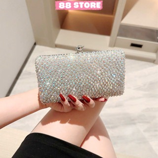 Túi xách nữ đeo chéo kiêm ví cầm tay đính đá nhân tạo sáng lấp lánh đi tiệc dạ hội sang chảnh A-46